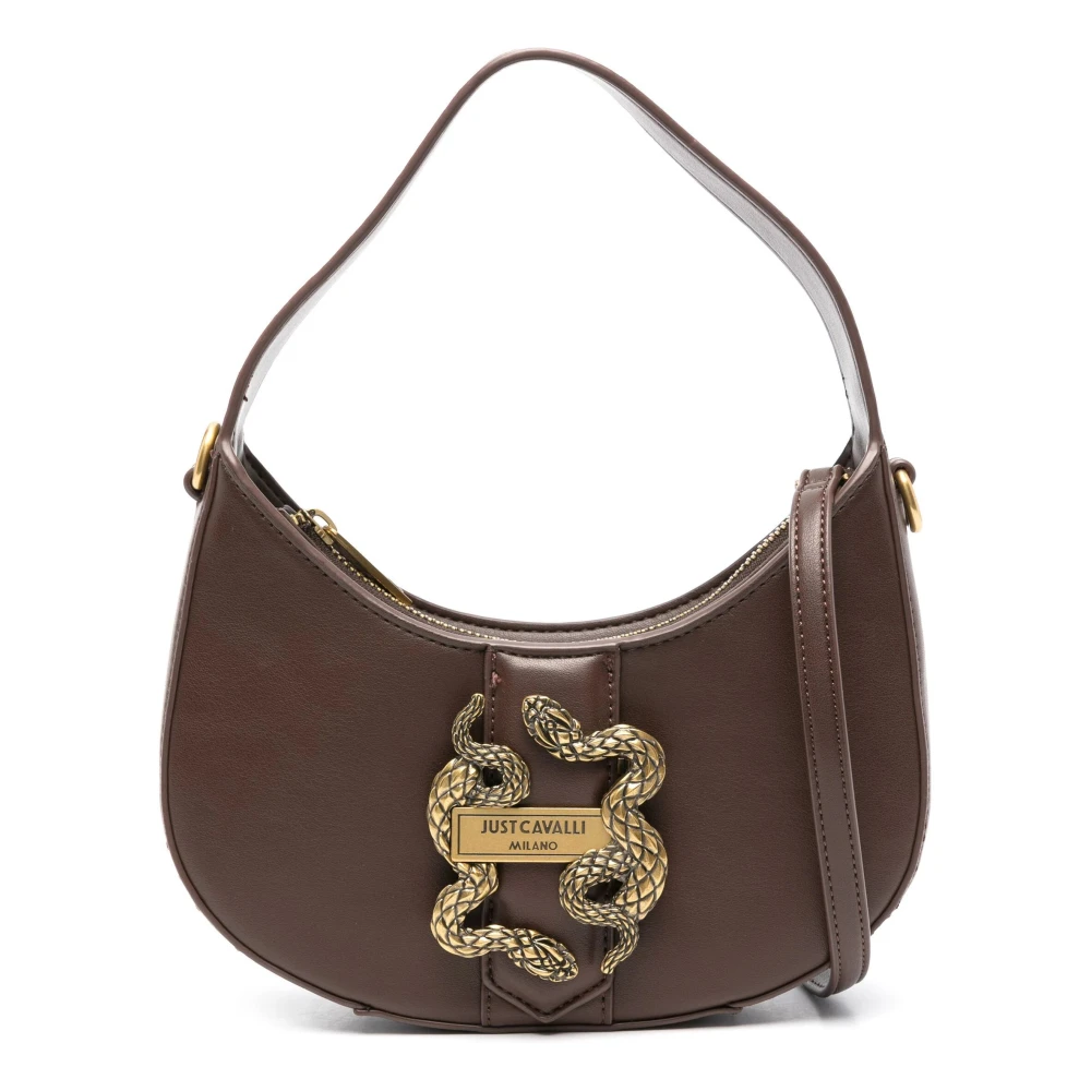 Just Cavalli Iconische sneake halve maan schoudertas Brown Dames