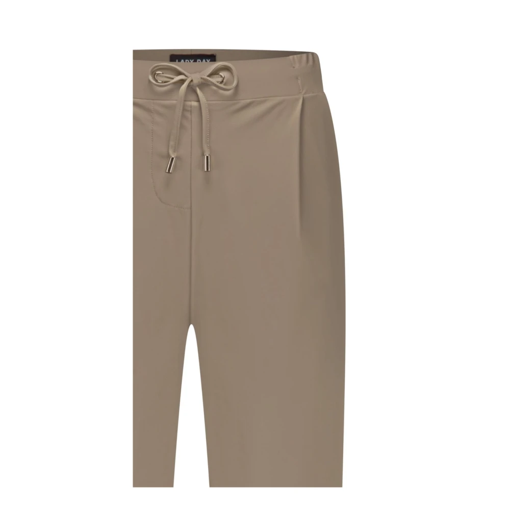 Lady Day Taupe Straight Leg Broek met Striksluiting Beige Dames