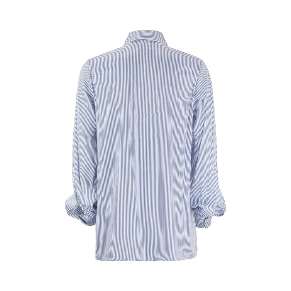 Michael Kors Gestreept viscose shirt met voorsluiting Blue Dames