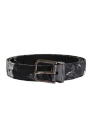 Black Cayman Linen Leather Belt