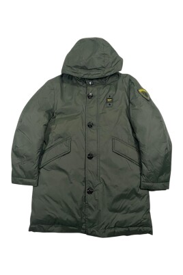 vert-long-enfants-manteau-fermeture-eclair-capuche