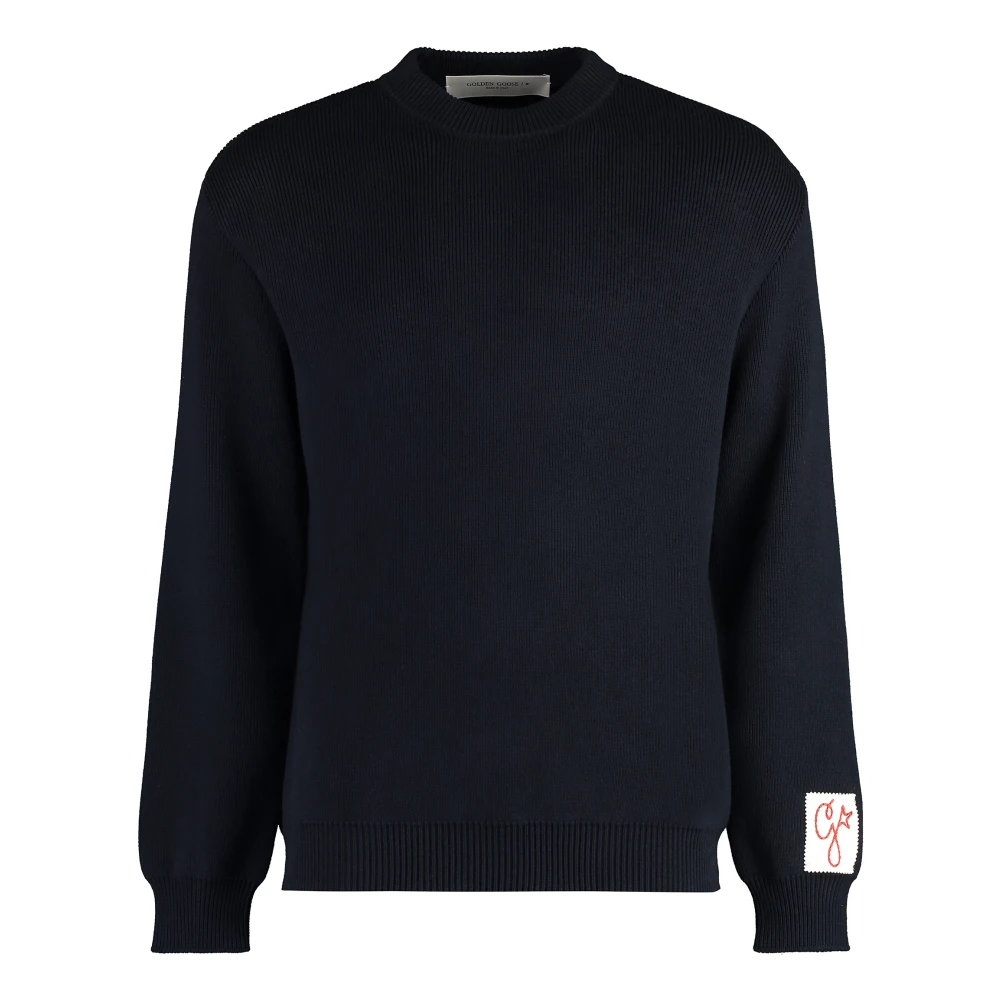 Golden Goose Men's Blue Davis Cotton Crew-Neck Jumper - Round-Neck Knitwear - Xl - Knitwear