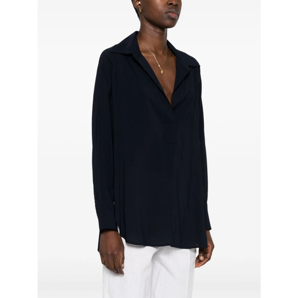 Alberto Biani Blauw Stretch Overhemd Klassieke Kraag Blue Dames