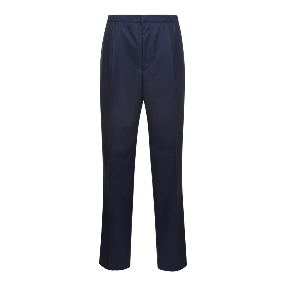 Fendi Men's Blue Straight Trousers, L, Straight-Leg Wool Trousers