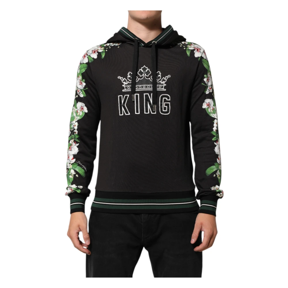 Dolce & Gabbana Men's Black Orchid Floral Crown Hoodie Jumper - Hoodies - Xs - Sweatshirts & Hoodies