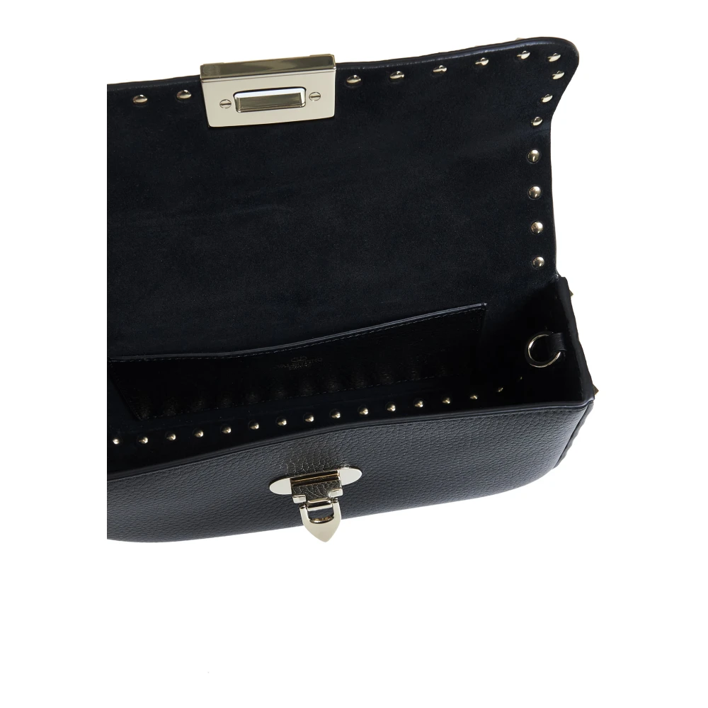 Valentino Garavani Zwarte wollen en zijden crossbody tas Black Dames