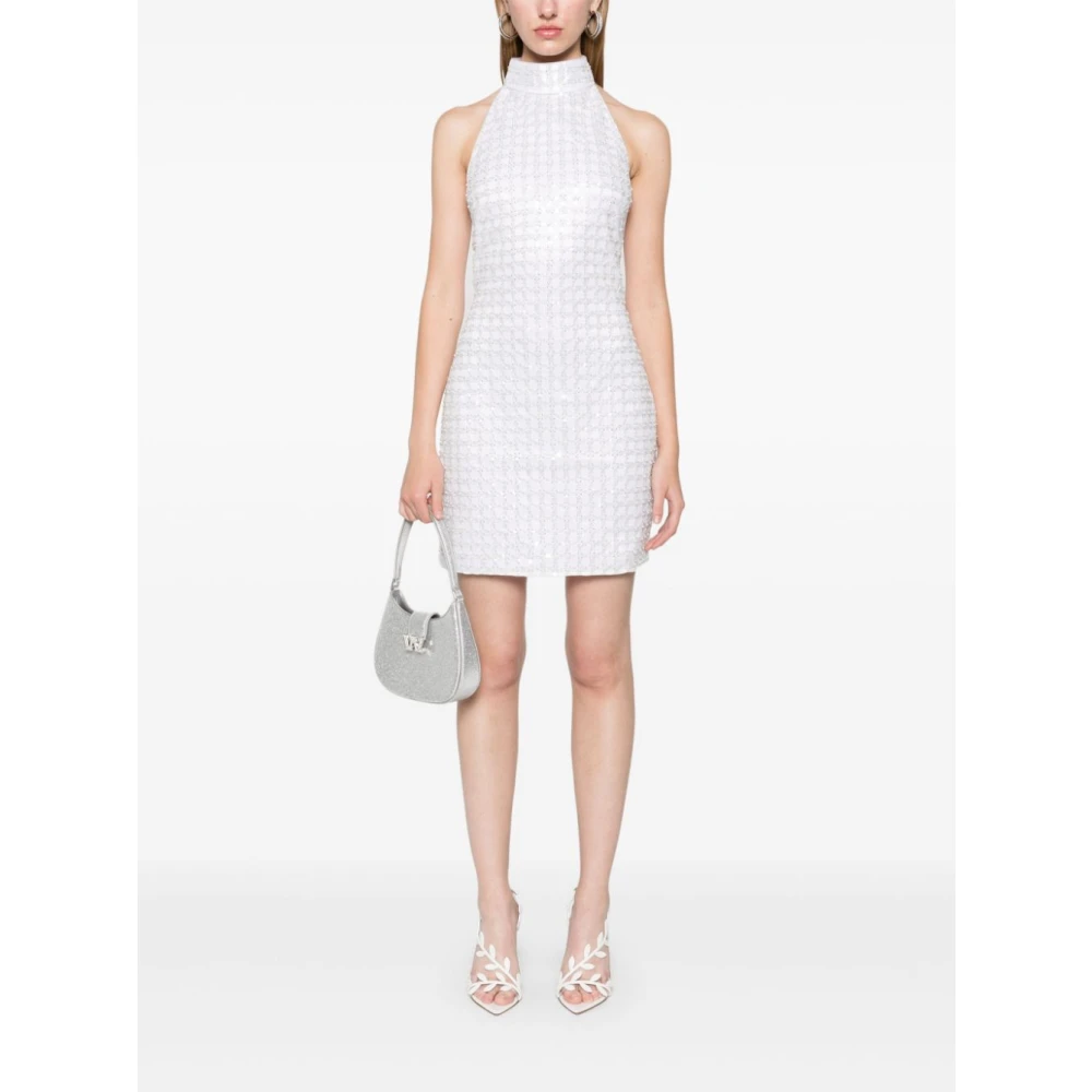 Rotate Birger Christensen Beaded Halterneck Jurk Korte Mouw White Dames