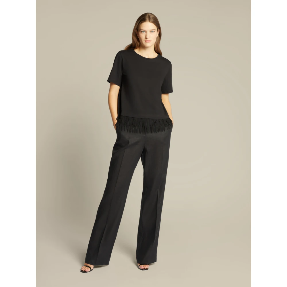 Elena Mirò T-shirt met franjebies Black Dames