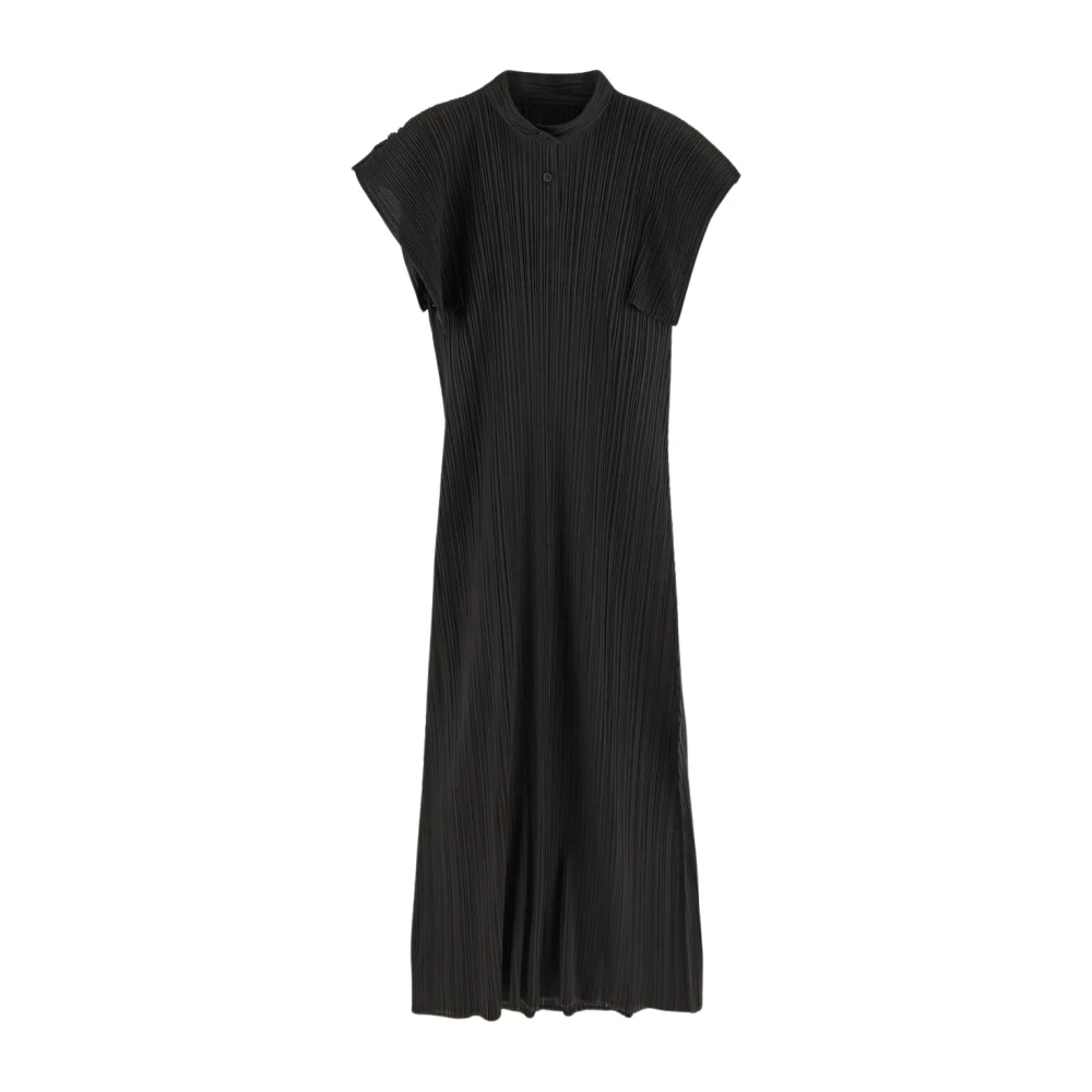 Issey Miyake Geplooide Polyester Jurk Black Dames