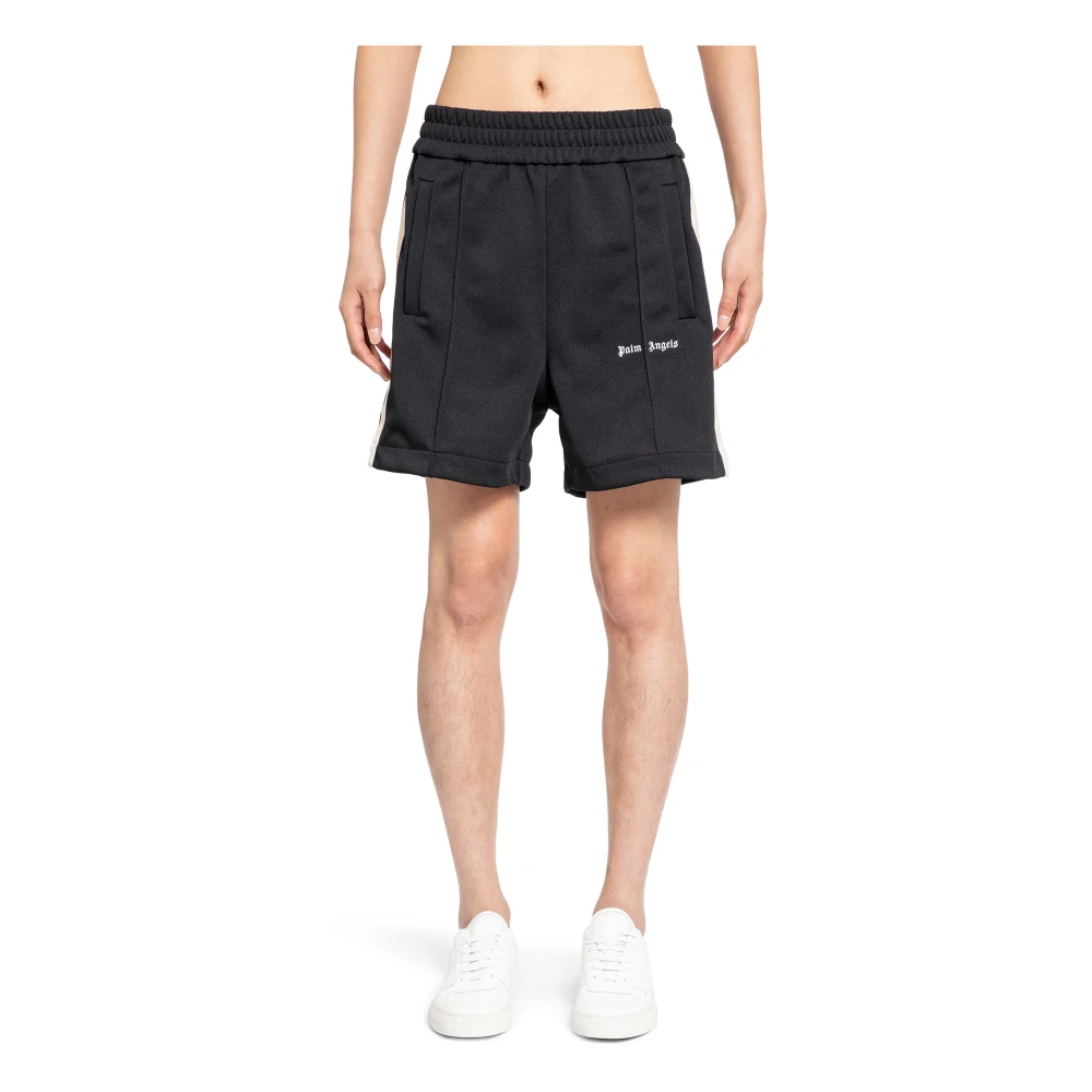 Palm Angels Logo Track Shorts Zwart met Witte Strepen Black Heren