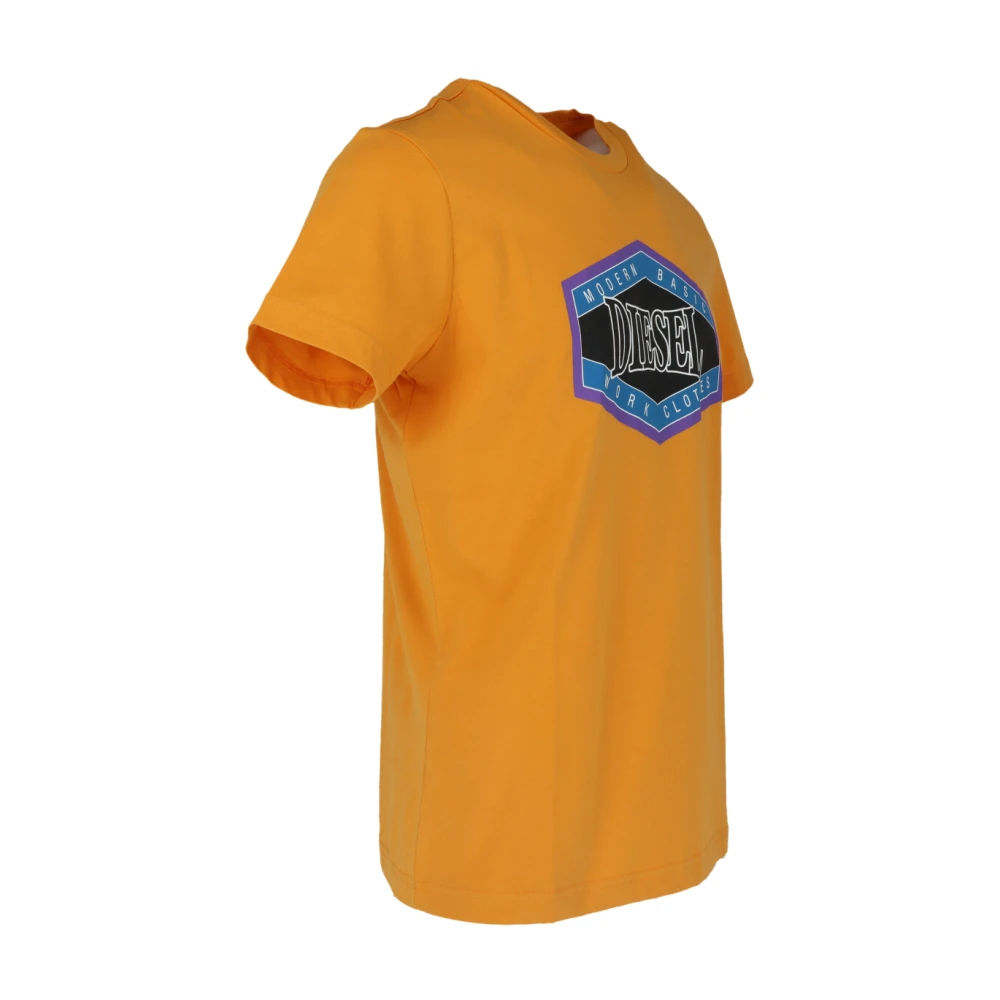 Diesel Grafische Print Tee Lente Zomer Katoen Yellow Heren