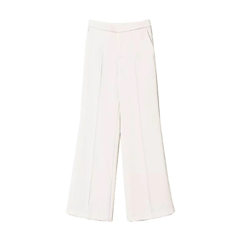 Twinset Wijde Pijp Viscose Broek White Dames