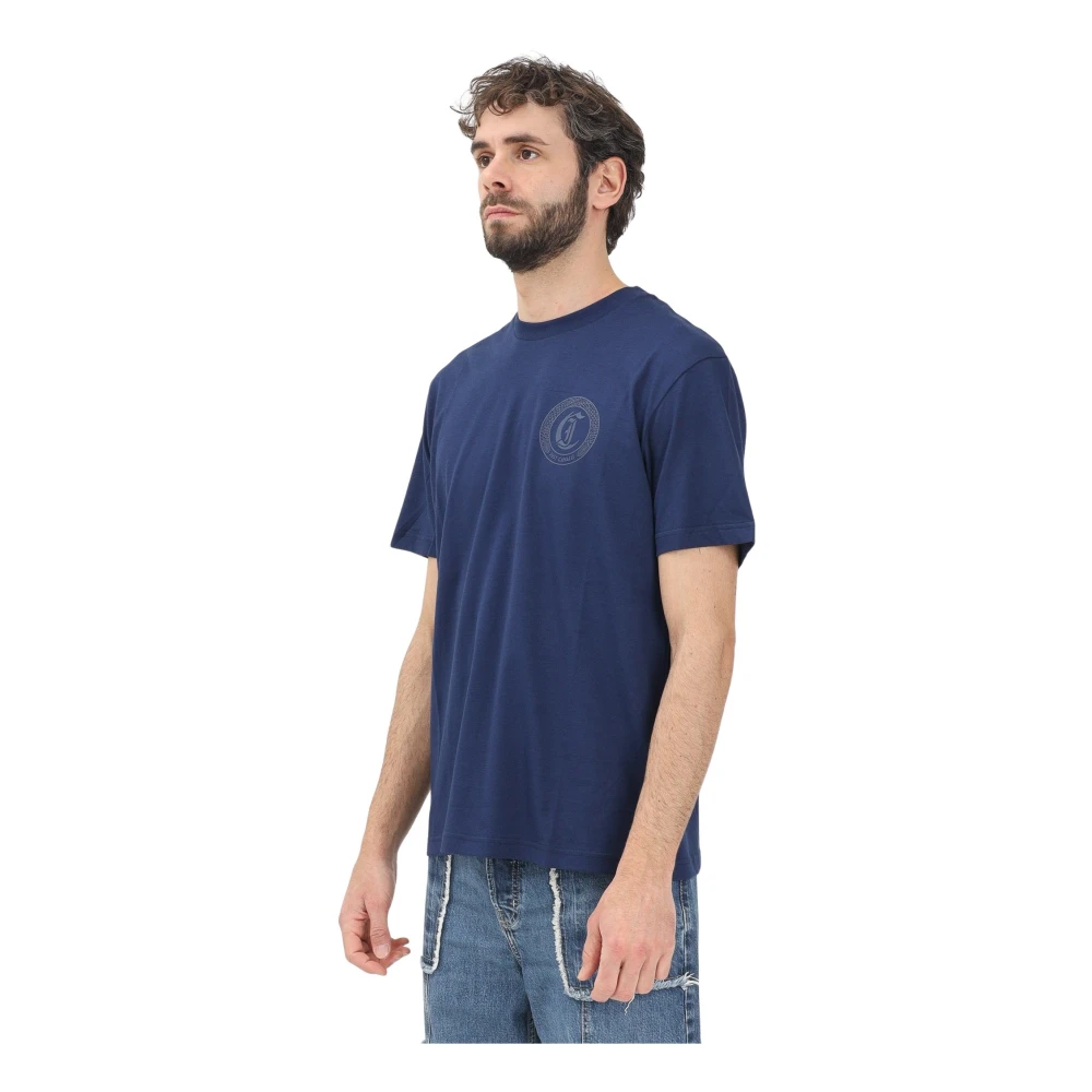 Just Cavalli Blå T-shirt med tryckt logotyp Blue, Herr