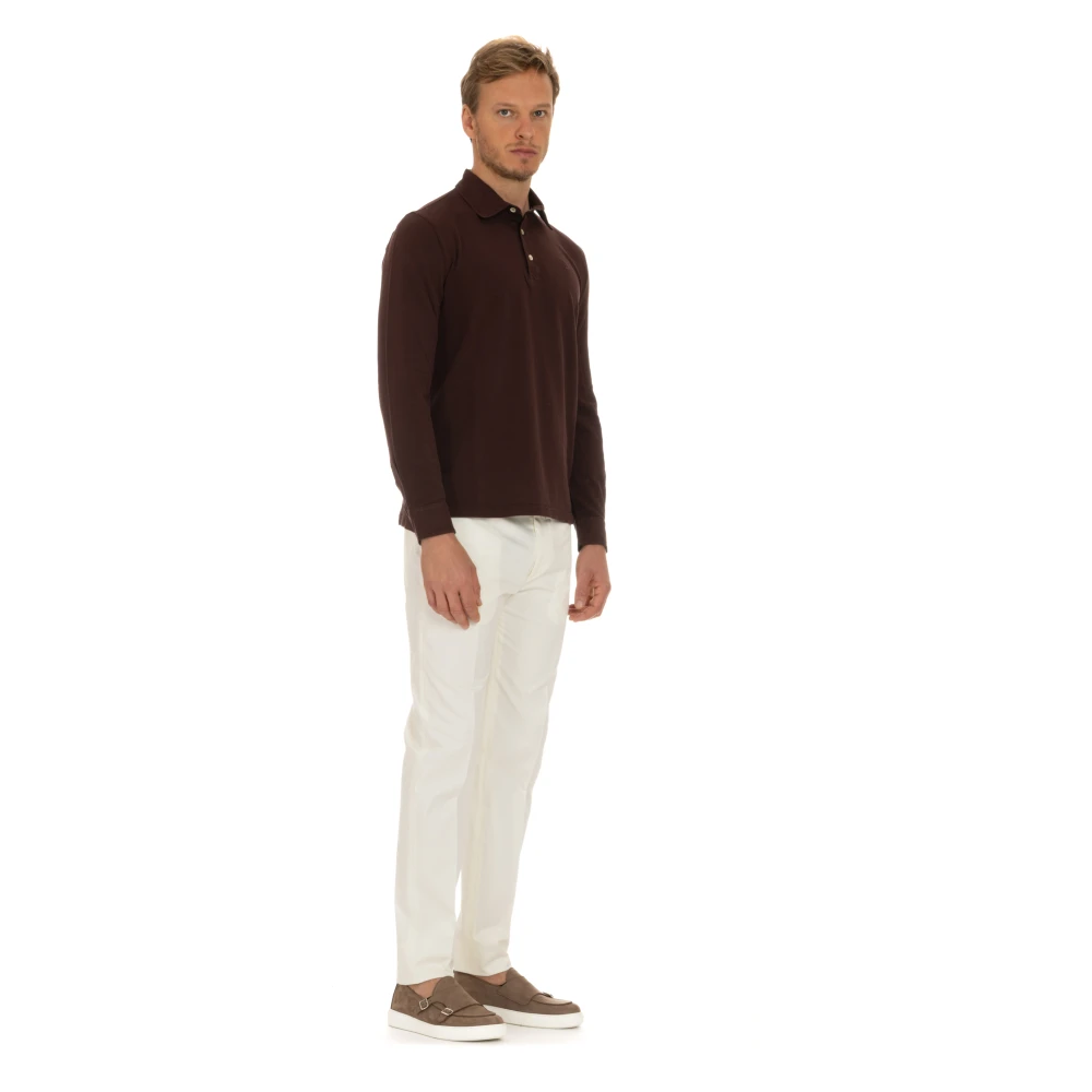 Ballantyne Katoenen polo met parelmoerknopen Brown Heren