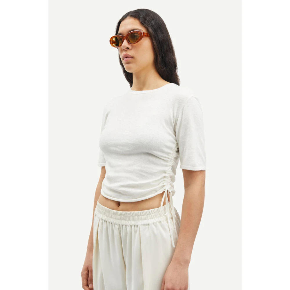 Samsøe Gebreid T-shirt met Strikdetails White Heren
