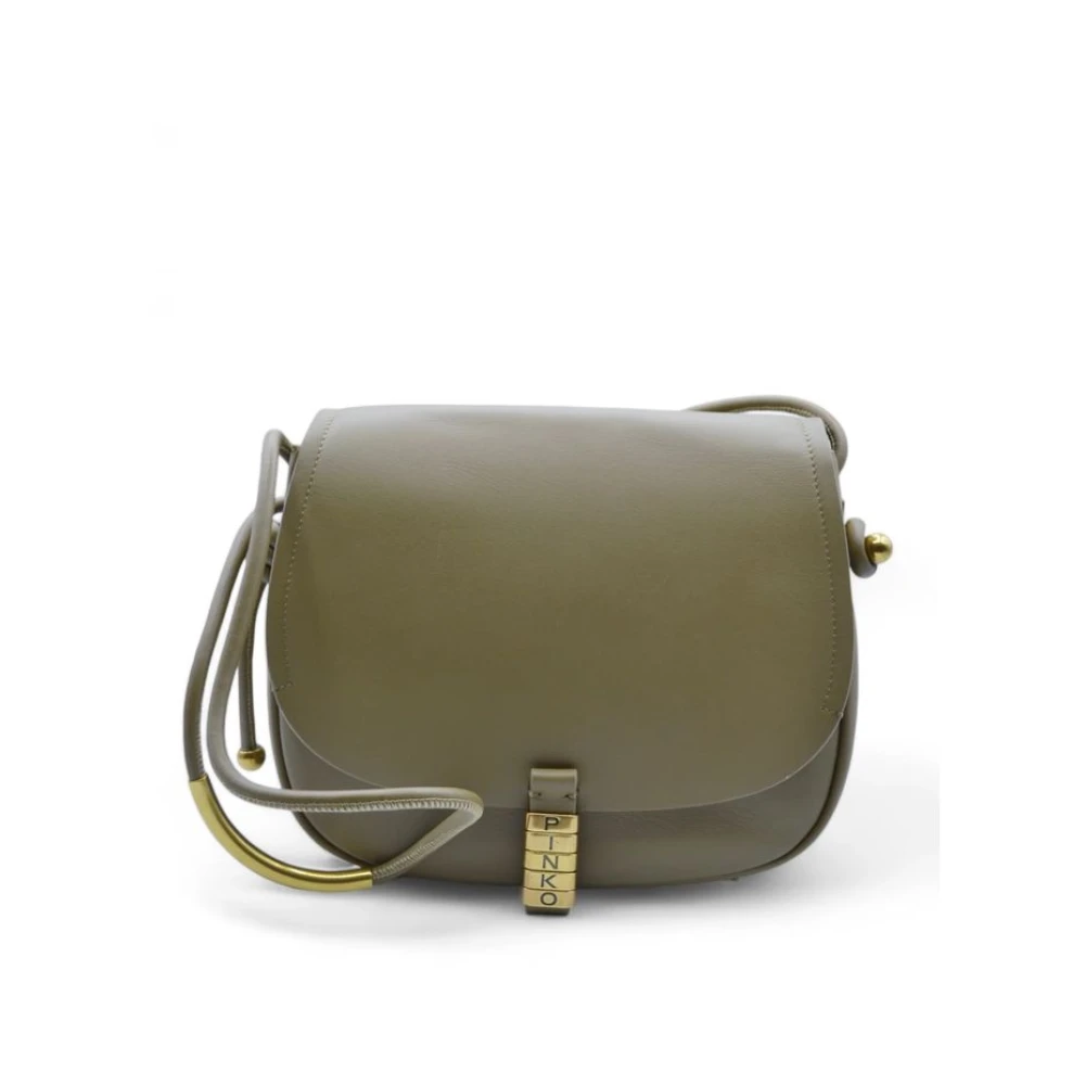 Pinko Groene leren crossbodytas met logodetail Green Dames