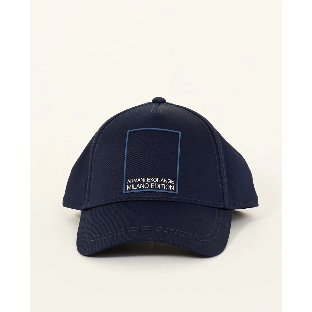 Armani Exchange Blauwe klep hoed katoen gabardine Blue Heren