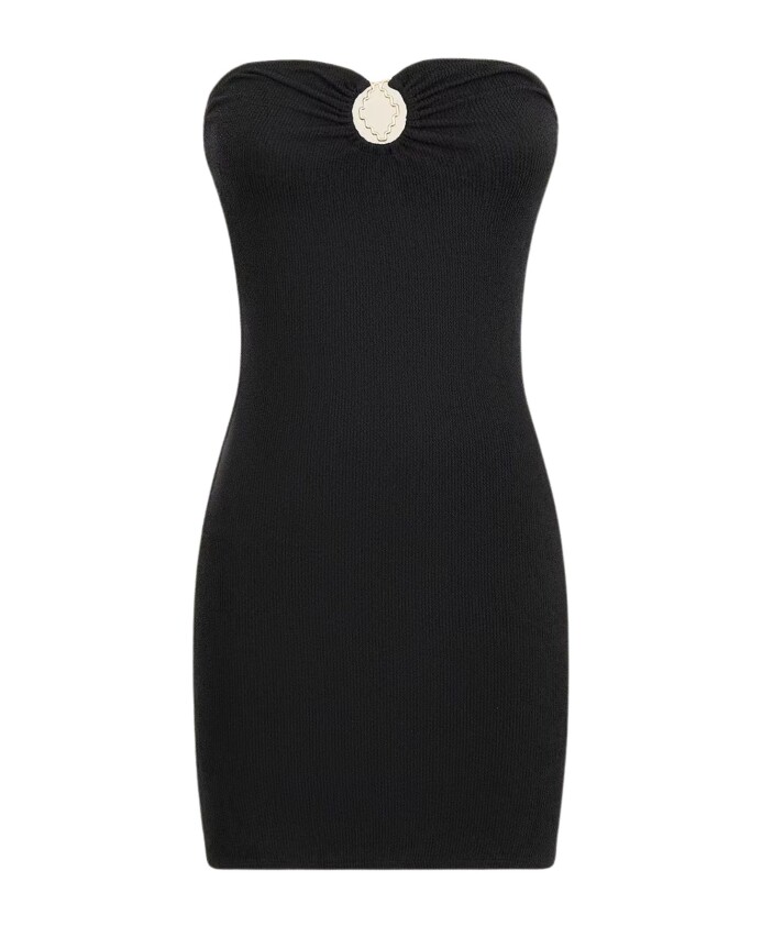 robe-courte-noire-avec-design-sans-bretelles