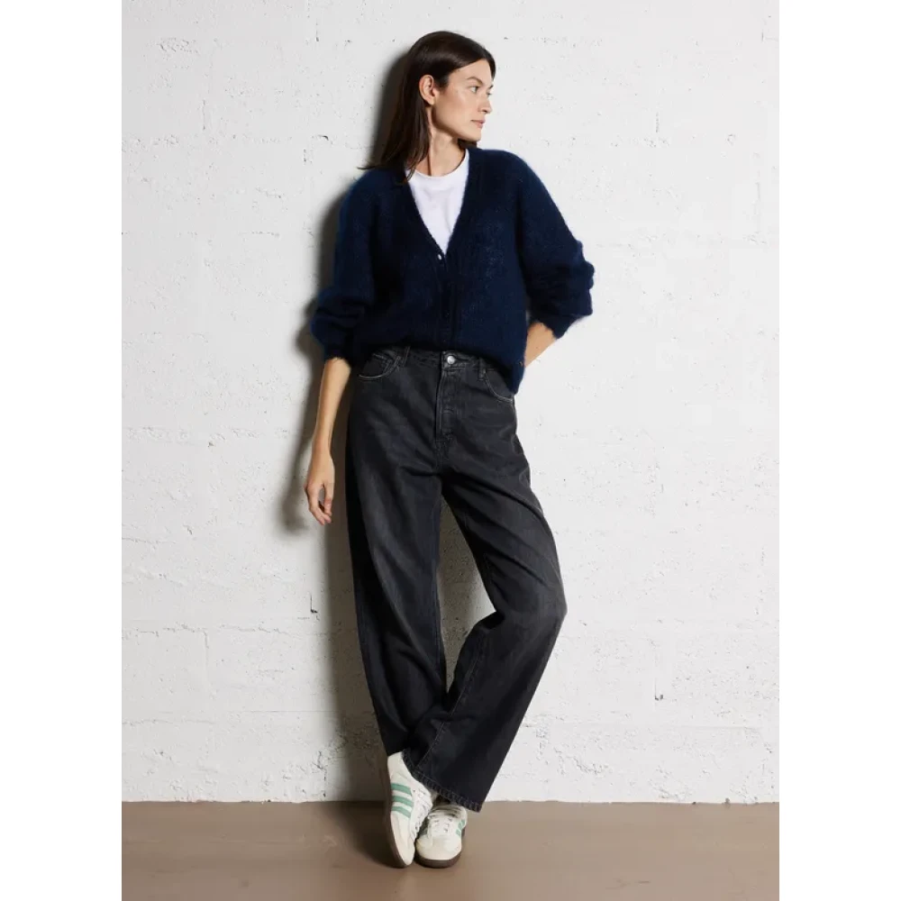 Des Petits Hauts Marine Mohair Wol Zijde Vest Blue Dames