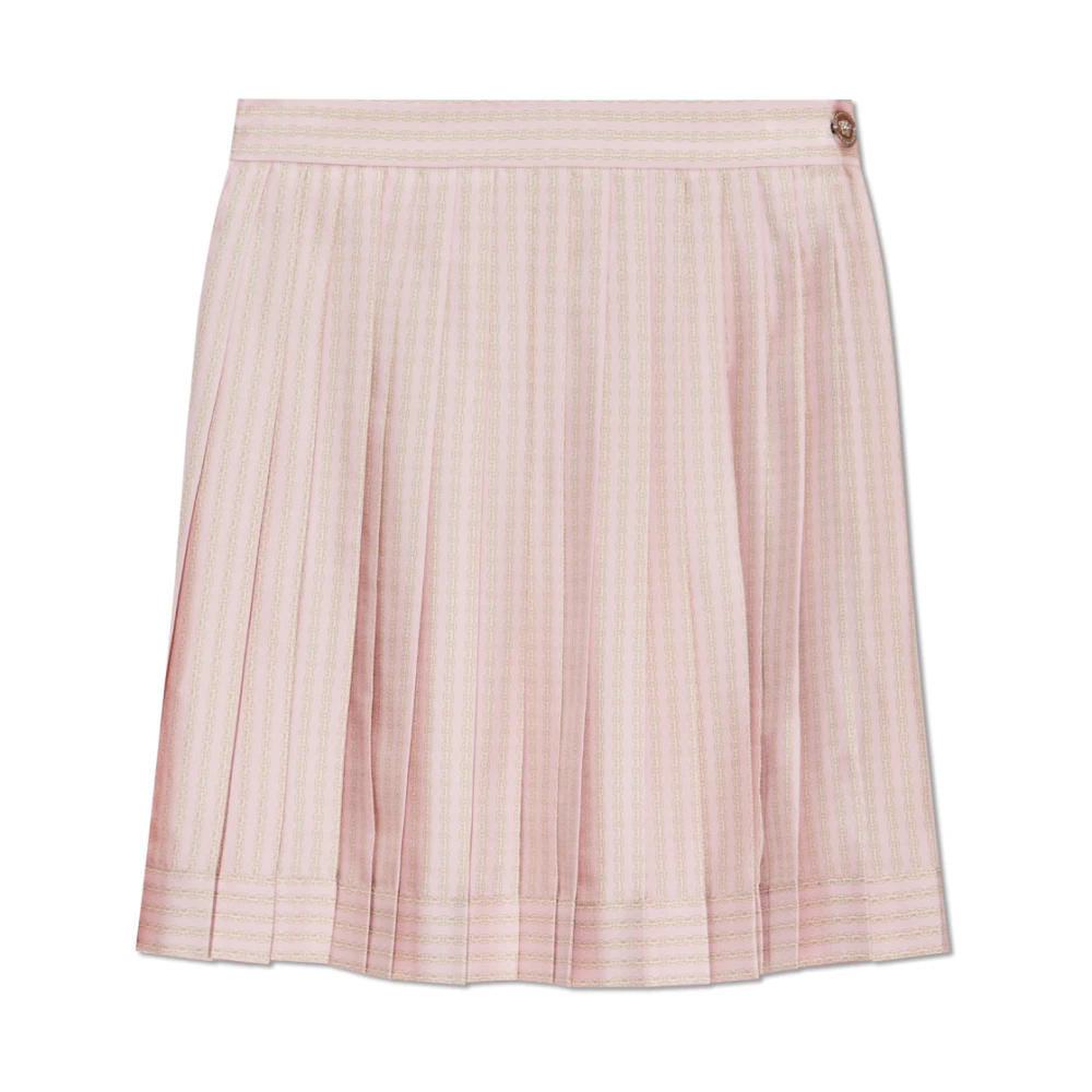 Versace Women's Pink Pleated Silk Skirt