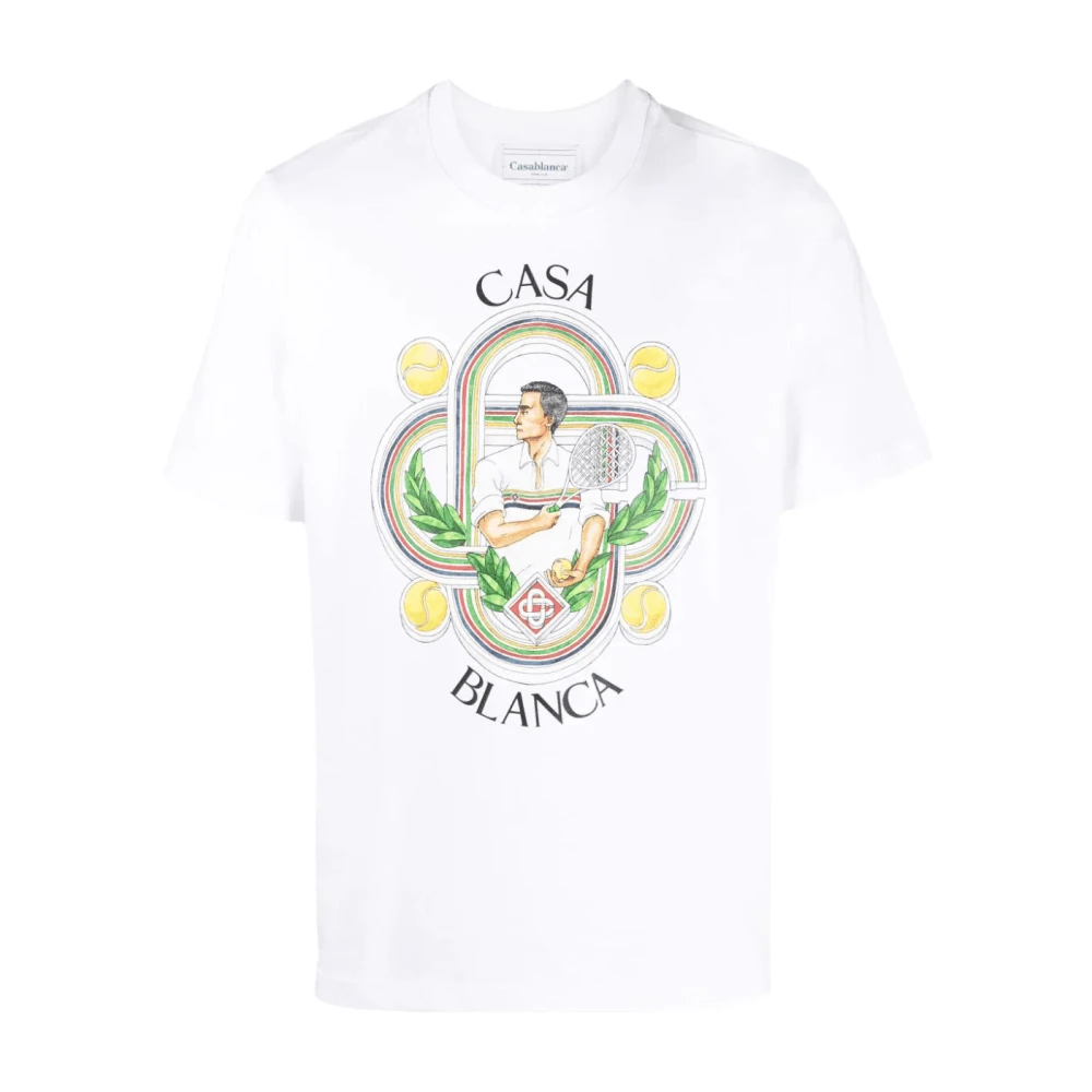 Casablanca Le Joueur Bedrukt T-shirt White Heren