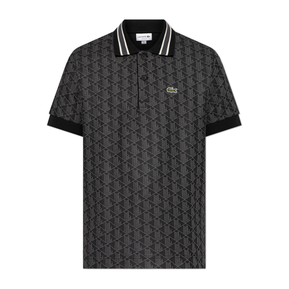 Lacoste Polo met monogram Black Heren