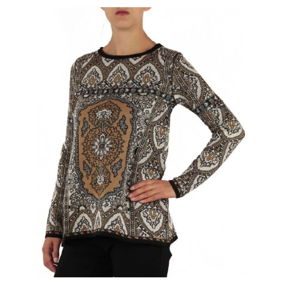 Twinset Gedrukte Katoenen Ronde Hals Trui Multicolor Dames