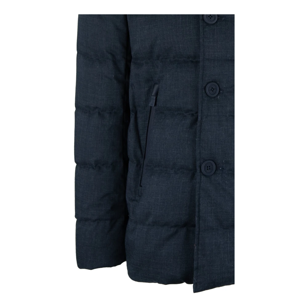 Herno Button Zip Puffer Jacket Blue Heren
