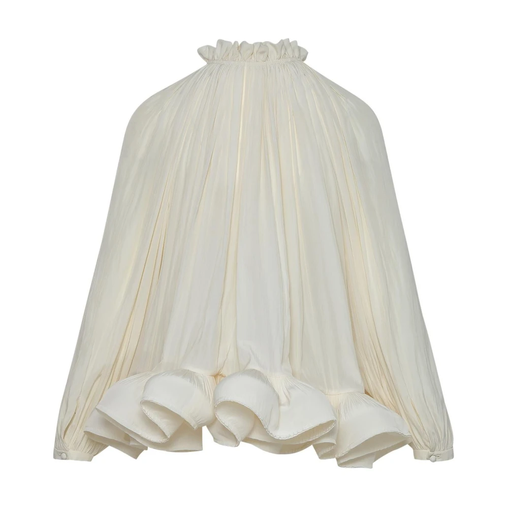 Lanvin Elegante Polyester Blouse met Gerimpelde Kraag White Dames