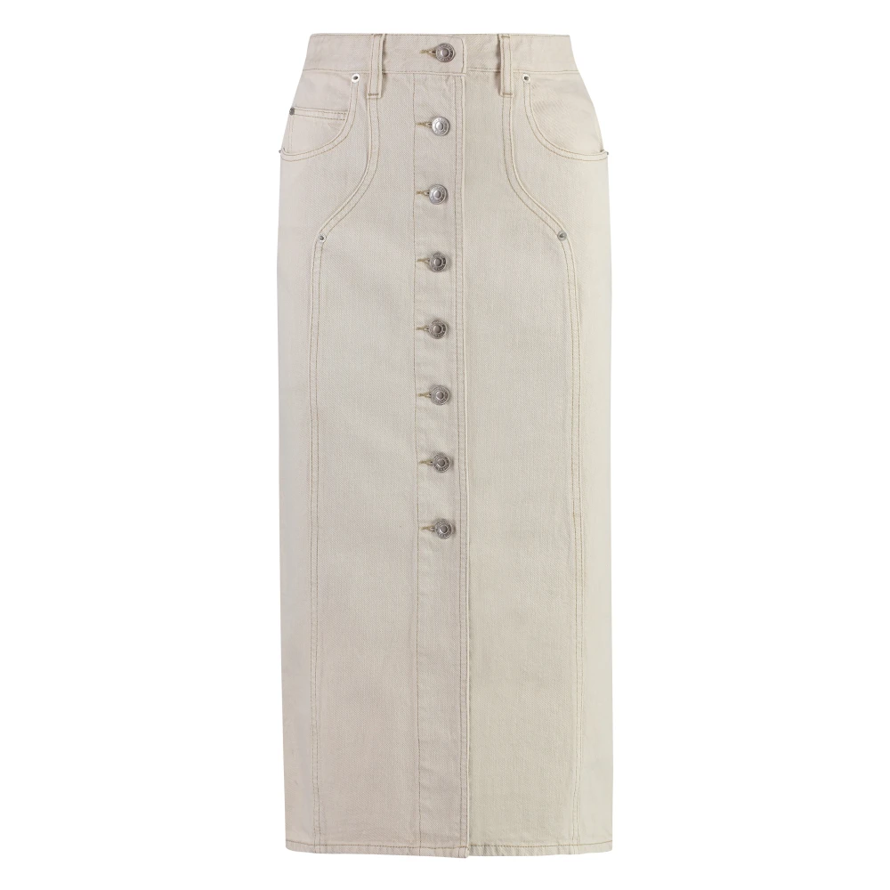 Isabel Marant Étoile Denim Rok met Contraststiksels Beige Dames