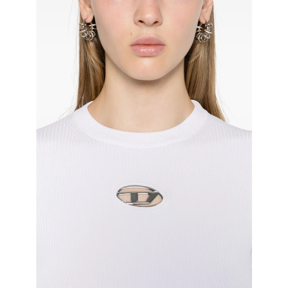 Diesel Witte Sweater met Oval D Logo White Dames