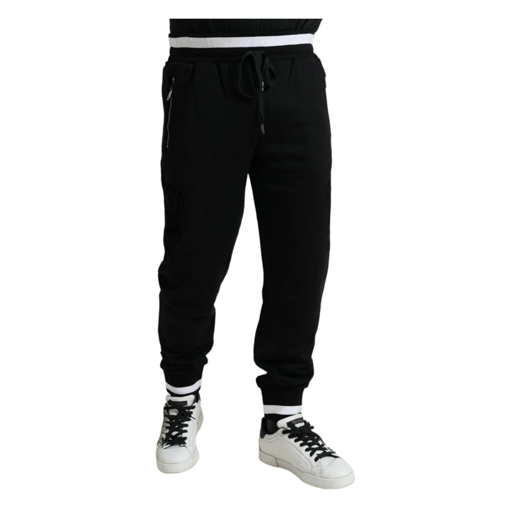 Dolce & Gabbana Elegante katoenen jogger in zwart en wit Black Heren