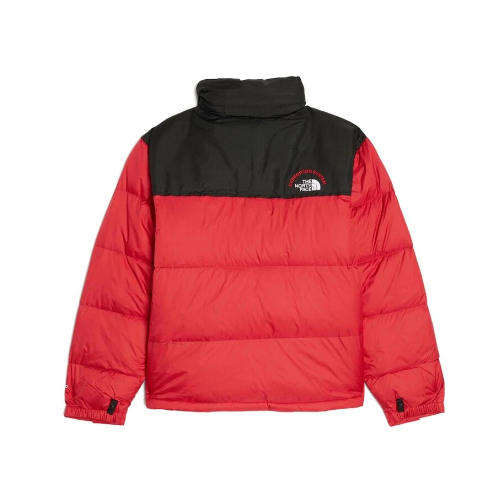 The North Face Zwart Rode Ganzendons Gewatteerde Jas Red Heren