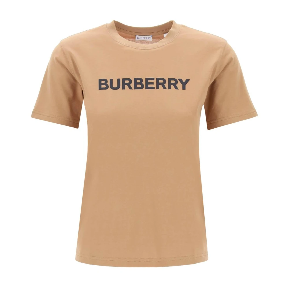 Burberry Gestructureerde Logo Print T-Shirt Brown Dames