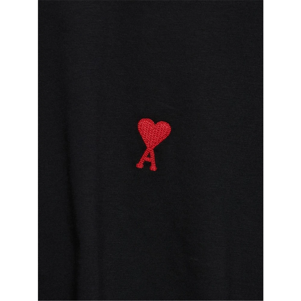 Ami Paris Katoenen T-shirt met Monogrammotief Black Dames