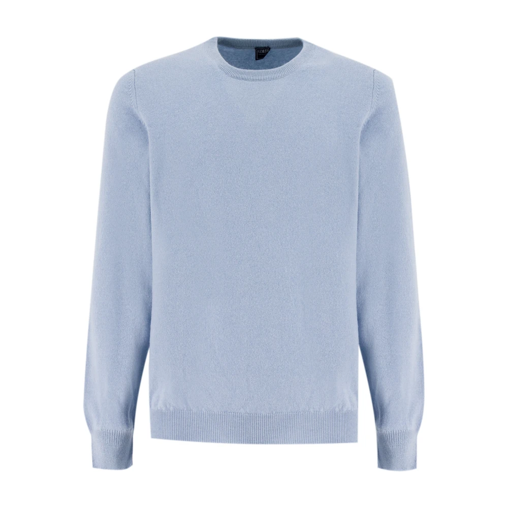 Fedeli Elegant Crew Neck Sweater Blue Heren