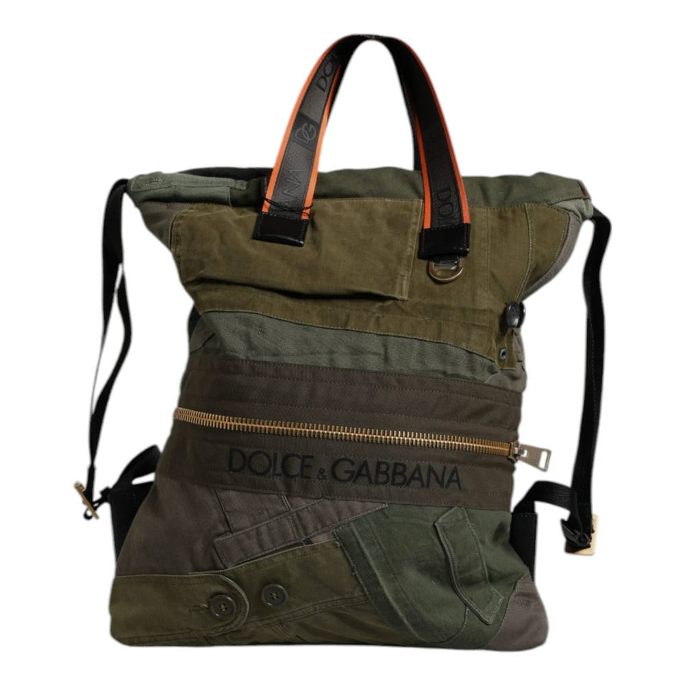 Dolce & Gabbana Unisex Green Military Patchwork Rucksack Backpack