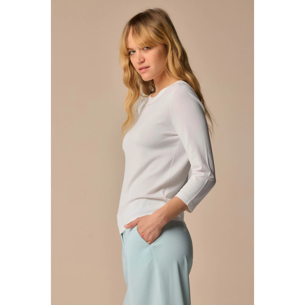 Kocca Stijlvolle Ronde Hals Gebreide Kleding White Dames