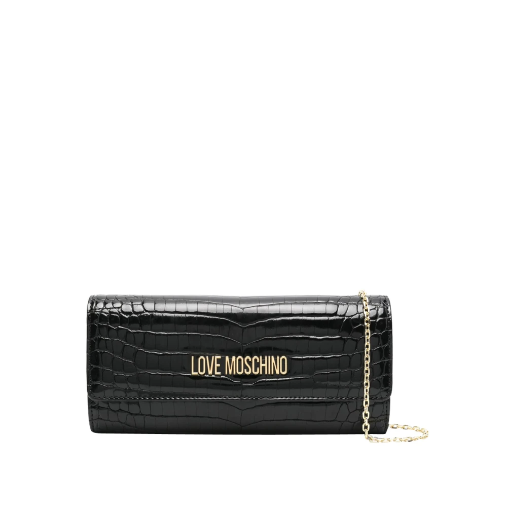 Love Moschino Zwarte Croco Schoudertas Black Dames