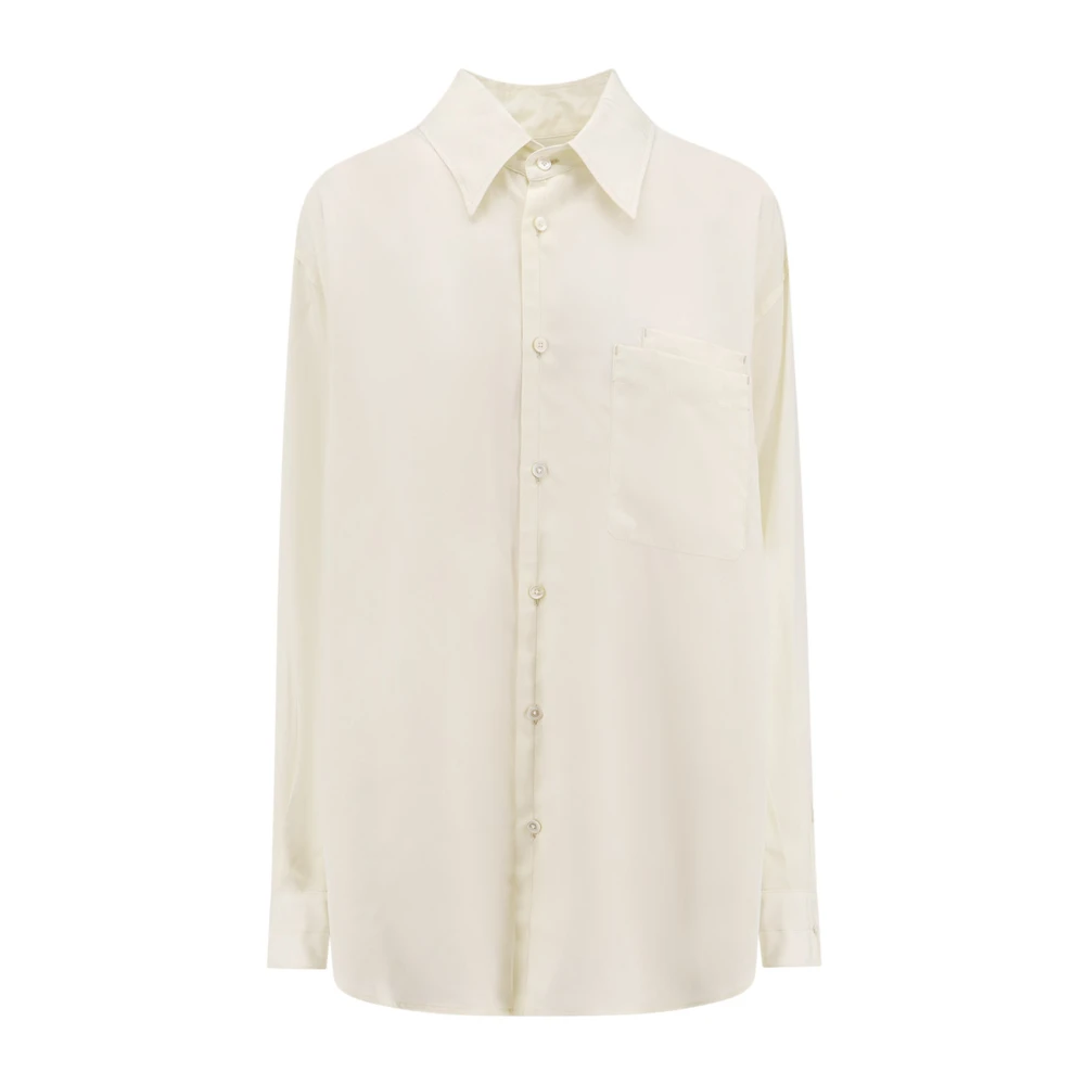 Lemaire Oversized Lyocell Shirt met Puntkraag White Dames