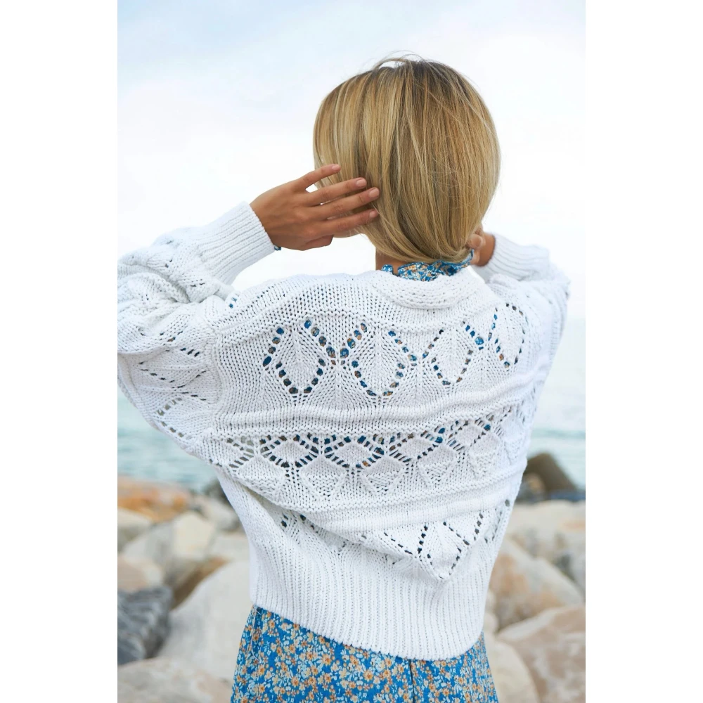 American Dreams Witte Katoenen Trui met Origineel Patroon White Dames