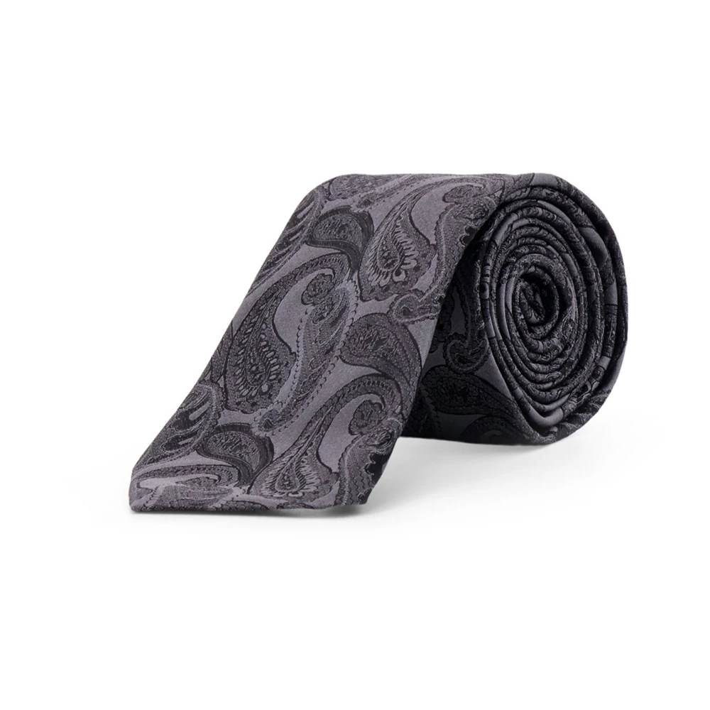 BRUNELLO CUCINELLI Paisley Zijden Stropdas Gemaakt in Italië Gray Heren