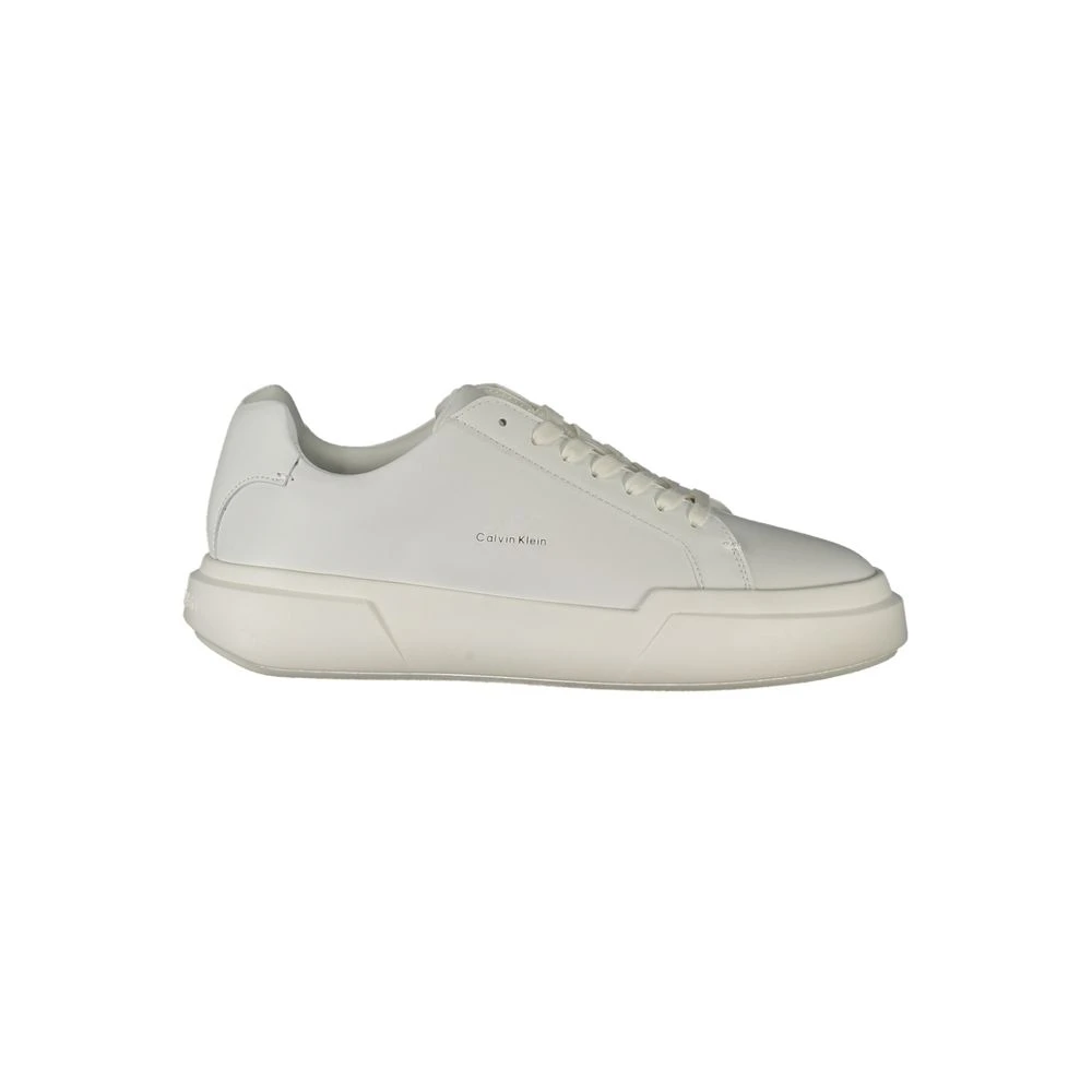 Calvin Klein Women's White Bianco Polyurethane Sneaker - Sneakers - 4 Uk- Shoes