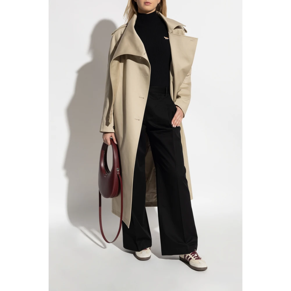 Maison Kitsuné Geribbelde top met opstaande kraag Black Dames
