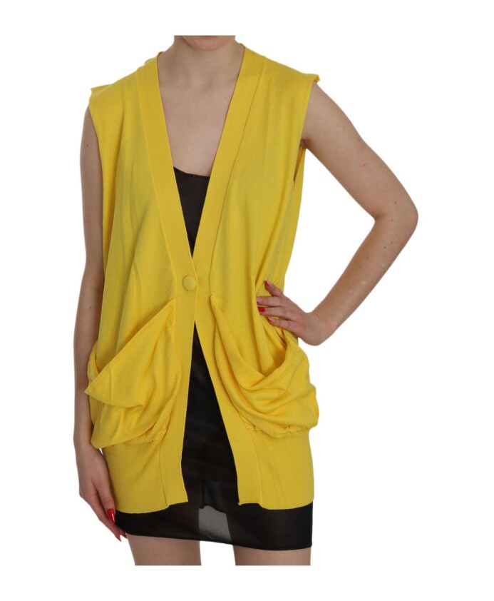gele-v-hals-gebreide-cardigan-top