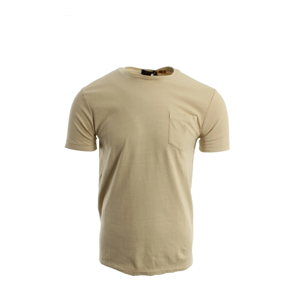Ralph Lauren Men's Beige T-Shirts, M, Custom Slim Fit T-Shirt