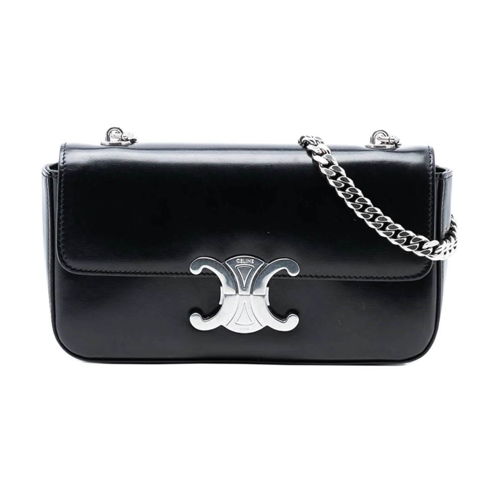 Celine Vintage Women's Black Pre-Owned Chain Shoulder Bag