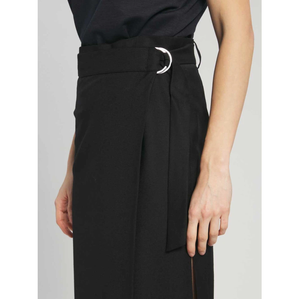 Barena Venezia Grijze Wollen Wikkel Midi Rok Black Dames