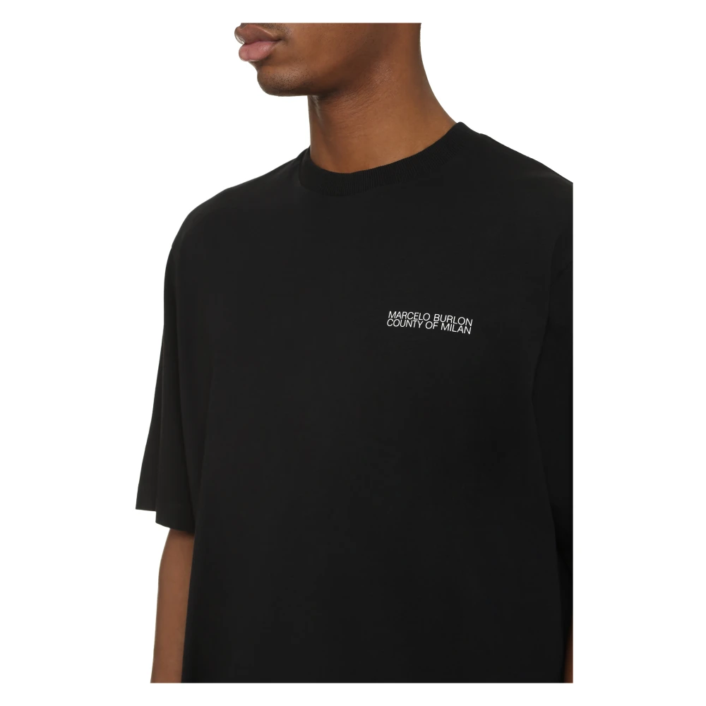 Marcelo Burlon Katoenen Crew-Neck T-Shirt met Achterprint Black Heren