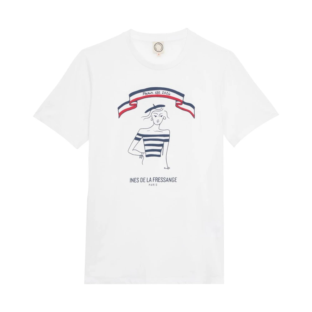 Ines De La Fressange Paris Begränsad upplaga T-shirt, sommaren 2024 i Paris White, Dam